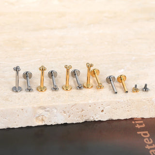 Titanium Labret Stud Lip Ring Piercings Gold Color 3 Balls Ear Studs Conch Cartilage Tragus Helix Lobe Piercings Nariz Jewelry