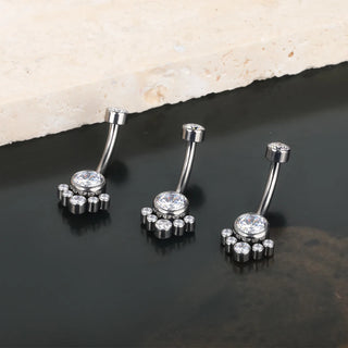 G23 Titanium 14G Bezel CZ Belly Button Rings For Women Body Piercing Jewelry Internally Thread Zircon Navel Piercing Rings