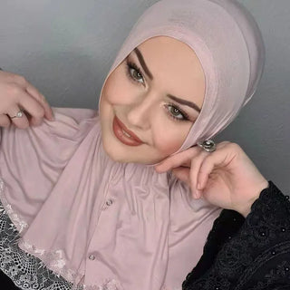 Muslim Instant Turban Luxury Modal Lace Square Hijab Abaya Hijabs For Woman Abayas Jersey Scarf Islamic Dress Women Turbans