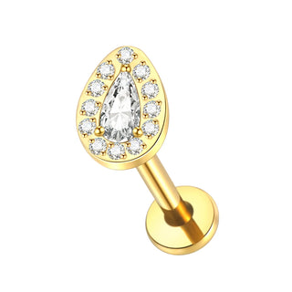ASTM F136 Titanium 16G Square &Round CZ Labret Medusa Monroe Piercing Helix Cartilage Conch Tragus Lobe Stud Earring Jewelry
