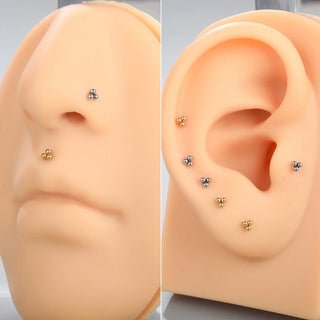 Titanium Labret Stud Lip Ring Piercings Gold Color 3 Balls Ear Studs Conch Cartilage Tragus Helix Lobe Piercings Nariz Jewelry