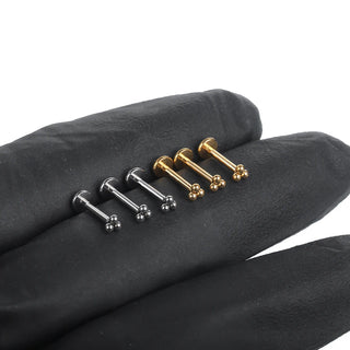 Titanium Labret Stud Lip Ring Piercings Gold Color 3 Balls Ear Studs Conch Cartilage Tragus Helix Lobe Piercings Nariz Jewelry