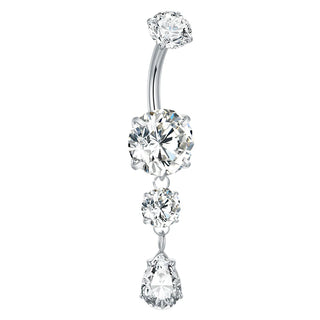 ASTM F136 Titanium 14G Dangle CZ Gem Belly Button Ring Cubic Zirconia Drop Pendant Navel Nail Sexy Body Piercing Jewelry