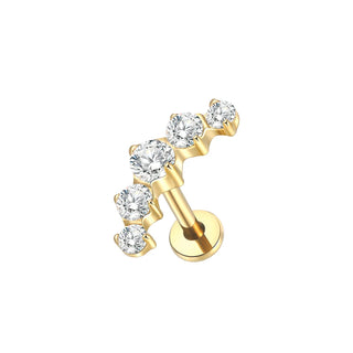 ASTM F136 Titanium CZ Star Flower Spider Flat Back Stud Earring Helix Cartilage Monroe Medusa Tragus Piercing Nose Jewelry