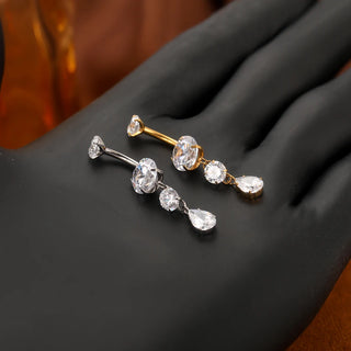 ASTM F136 Titanium 14G Dangle CZ Gem Belly Button Ring Cubic Zirconia Drop Pendant Navel Nail Sexy Body Piercing Jewelry