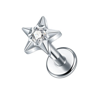 ASTM F136 Titanium CZ Star Flower Spider Flat Back Stud Earring Helix Cartilage Monroe Medusa Tragus Piercing Nose Jewelry