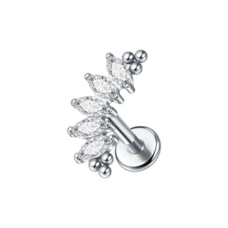16G CZ Tragus Helix Cartilage Stud Earrings Titanium Flat Back Ear Labret Piercing Lip Stud Zircon Nose Stud Body Jewelry
