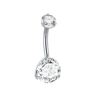 G23 Titanium 14G Bezel CZ Belly Button Rings For Women Body Piercing Jewelry Internally Thread Zircon Navel Piercing Rings