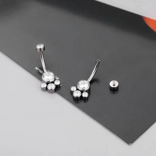 G23 Titanium 14G Bezel CZ Belly Button Rings For Women Body Piercing Jewelry Internally Thread Zircon Navel Piercing Rings