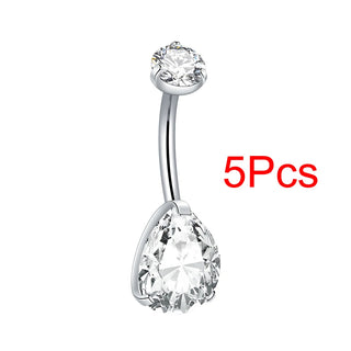 Gold Color CZ  Titanium Navel Nail Piercings Round Heart Drop Zircon Belly Button Rings Piercing Ombligo Women Jewelry
