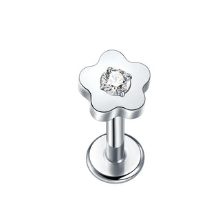 ASTM F136 Titanium CZ Star Flower Spider Flat Back Stud Earring Helix Cartilage Monroe Medusa Tragus Piercing Nose Jewelry