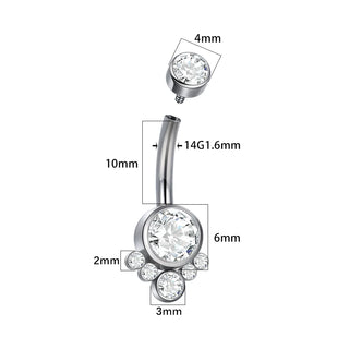 G23 Titanium 14G Bezel CZ Belly Button Rings For Women Body Piercing Jewelry Internally Thread Zircon Navel Piercing Rings