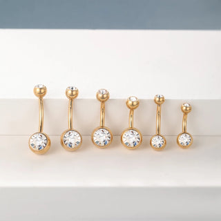 G23 Titanium Belly Button Ring 14G  6/8/10/12mm Internal Thread Cubic Zirconia Belly Piercing Jewelry Navel Piercings Gift