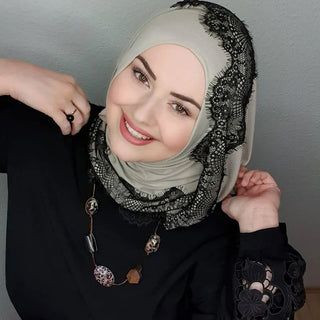 Muslim Instant Turban Luxury Modal Lace Square Hijab Abaya Hijabs For Woman Abayas Jersey Scarf Islamic Dress Women Turbans