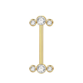 PVD Titanium Nipple Piercing Bar For Women 14G Bezel Set CZ Front Facing Barbell Nipple Shield Ring Sexy Body Jewelry