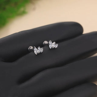 16G CZ Tragus Helix Cartilage Stud Earrings Titanium Flat Back Ear Labret Piercing Lip Stud Zircon Nose Stud Body Jewelry