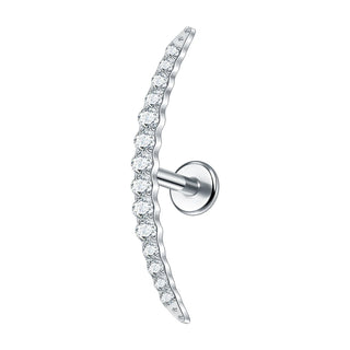 G23 Titanium Ear Cartilage Piercing Moon Heart Crystal Flat Back Ear Studs Tragus Helix Earrings Sexy Jewelry for Women