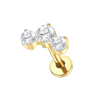 16G 8mm Labret Piercings Lip Ring Gold Color CZ Titanium Cartilage Helix Lobe Conch Earring Stud Piercings Women Jewelry