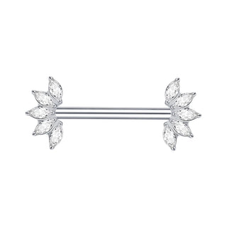 PVD Titanium Nipple Piercing Bar For Women 14G Bezel Set CZ Front Facing Barbell Nipple Shield Ring Sexy Body Jewelry