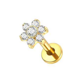 16G 8mm Labret Piercings Lip Ring Gold Color CZ Titanium Cartilage Helix Lobe Conch Earring Stud Piercings Women Jewelry