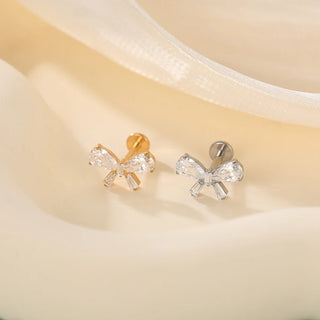 16G CZ Tragus Helix Cartilage Stud Earrings Titanium Flat Back Ear Labret Piercing Lip Stud Zircon Nose Stud Body Jewelry