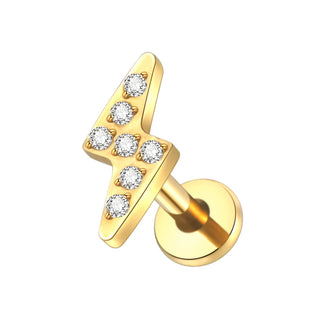 16G 8mm Labret Piercings Lip Ring Gold Color CZ Titanium Cartilage Helix Lobe Conch Earring Stud Piercings Women Jewelry