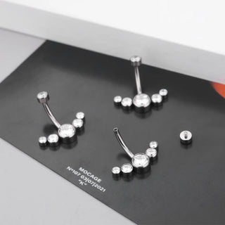 G23 Titanium 14G Bezel CZ Belly Button Rings For Women Body Piercing Jewelry Internally Thread Zircon Navel Piercing Rings