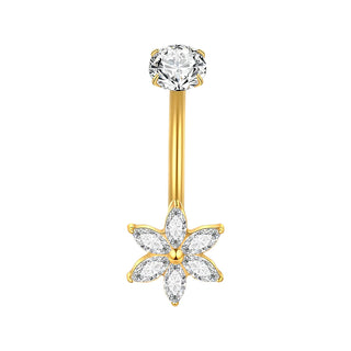 Titanium Gold Color Navel Piercings Marquise CZ Crystal Belly Button Rings Navel Earring Belly Piercings Ombligo Jewelry