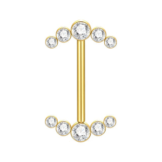 PVD Titanium Nipple Piercing Bar For Women 14G Bezel Set CZ Front Facing Barbell Nipple Shield Ring Sexy Body Jewelry
