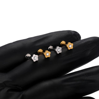 ASTM F136 Titanium CZ Star Flower Spider Flat Back Stud Earring Helix Cartilage Monroe Medusa Tragus Piercing Nose Jewelry