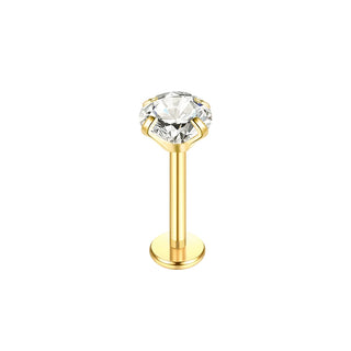 Labret Piercing Titanium Gold Plated Conch Helix Piercing Stud Earring Cubic Zircon Lip Studs Ring Cartilage Earring Jewelry
