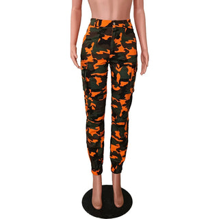 CM.YAYA Women’s Camouflage Printed Slim Cargo Pants Spring/Summer Pocket Jogger Street Fashion Safari Trousers - Thomas Family Essentials LLC