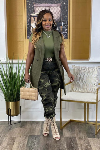 CM.YAYA Women’s Camouflage Printed Slim Cargo Pants Spring/Summer Pocket Jogger Street Fashion Safari Trousers - Thomas Family Essentials LLC