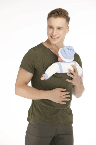 T Shirt Baby Carrier Safety Kangaroo Pocket Pregnancy Clothes Summer Short sleeve Mother Father Top for Feeding Big Nylon Cotton - Thomas Family Essentials LLC