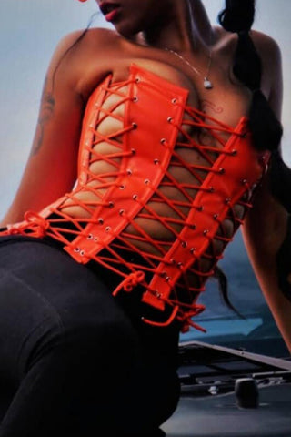 Black Sexy Solid Hollowed Out Frenulum Backless Strapless Tops