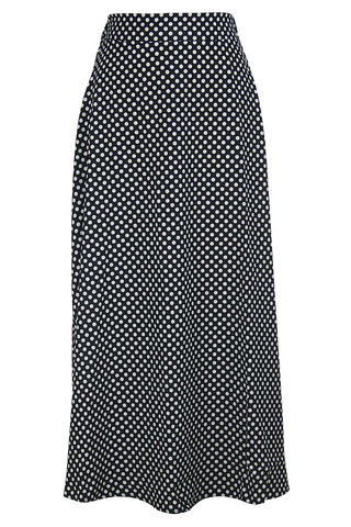 Black Casual Polka Dot Patchwork Loose High Waist Speaker Full Print Bottoms