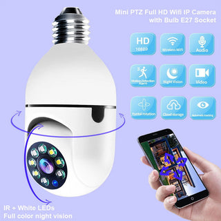 WiFi CAMERA 1080P Bulb 4X Zoom Camera E27 Home 5GWiFi Alarm Monitor - Thomas Family Essentials LLC