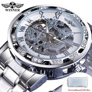 Winner Transparent Fashion Diamond Luminous Gear Movement Royal Design Men Top Brand Luxury Male Mechanical Skeleton Wrist Watch - Thomas Family Essentials LLC