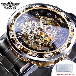 Winner Transparent Fashion Diamond Luminous Gear Movement Royal Design Men Top Brand Luxury Male Mechanical Skeleton Wrist Watch - Thomas Family Essentials LLC