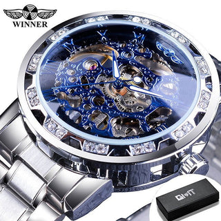 Winner Transparent Fashion Diamond Luminous Gear Movement Royal Design Men Top Brand Luxury Male Mechanical Skeleton Wrist Watch - Thomas Family Essentials LLC