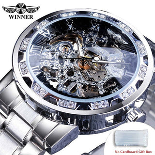 Winner Transparent Fashion Diamond Luminous Gear Movement Royal Design Men Top Brand Luxury Male Mechanical Skeleton Wrist Watch - Thomas Family Essentials LLC
