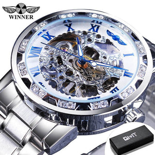Winner Transparent Fashion Diamond Luminous Gear Movement Royal Design Men Top Brand Luxury Male Mechanical Skeleton Wrist Watch - Thomas Family Essentials LLC