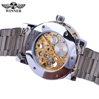 Winner Transparent Fashion Diamond Luminous Gear Movement Royal Design Men Top Brand Luxury Male Mechanical Skeleton Wrist Watch - Thomas Family Essentials LLC