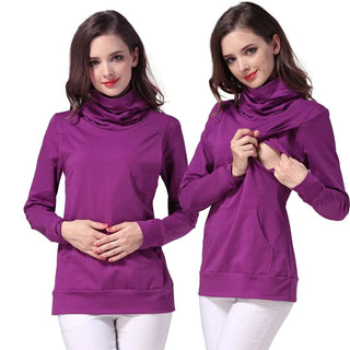 Winter Turtleneck Maternity Tops Breastfeeding Shirt Long Sleeve Postpartum Coat Loose Pregnant Women Clothes - Thomas Family Essentials LLC