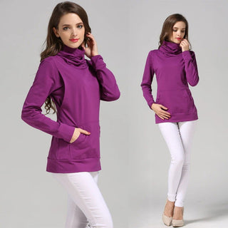 Winter Turtleneck Maternity Tops Breastfeeding Shirt Long Sleeve Postpartum Coat Loose Pregnant Women Clothes - Thomas Family Essentials LLC