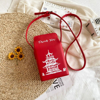 Women Chinese Tower Printing Box Shoulder Bags Fashion Cartoon Crossbody Bag Small Girl's Bag Cute Coin Purse bolso mujer - Thomas Family Essentials LLC