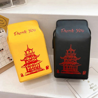 Women Chinese Tower Printing Box Shoulder Bags Fashion Cartoon Crossbody Bag Small Girl's Bag Cute Coin Purse bolso mujer - Thomas Family Essentials LLC