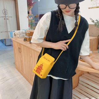 Women Chinese Tower Printing Box Shoulder Bags Fashion Cartoon Crossbody Bag Small Girl's Bag Cute Coin Purse bolso mujer - Thomas Family Essentials LLC
