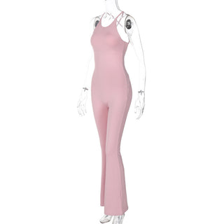 Sexy Cross Tank Fitness Yoga Jumpsuit Plus Size High Stretch Slim Fit Boot-Type Jumpsuit