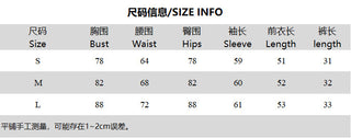 Women Autumn American Retro Contrast V-Neck Long Sleeve Top and lace-up shorts two-piece set